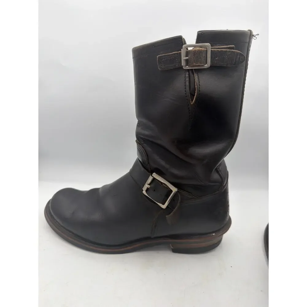 Red Wing 2268 Vintage Engineer Boots Black Leather Size 8.5 US Outsole 11